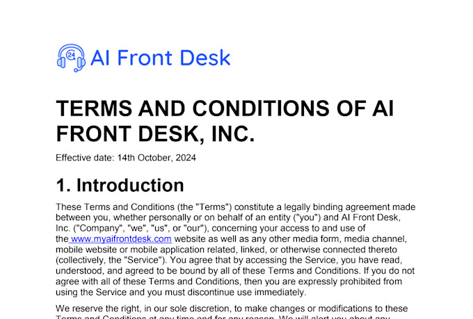 write terms and conditions, privacy policy and other docs
